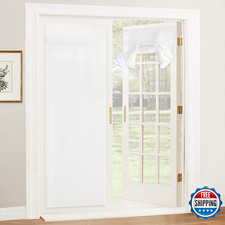 RYB HOME Linen French Door Curtains - Room Darkening Privacy Window Panel