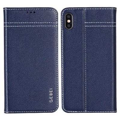 Für iPhone XS Max GEBEI Horizontal Klapp Schutzhülle Vollleder