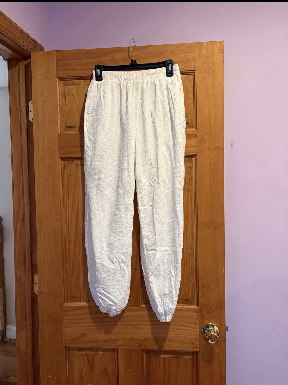 Forever 21 Women's White Jogger Activewear Pants M Elastic Waist Polyester