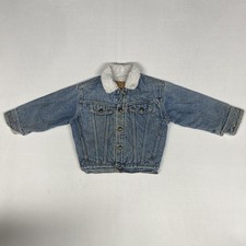 Vintage Levi's Jacket Kids 6 Blue Denim Sherpa Lined Trucker Winter Coat
