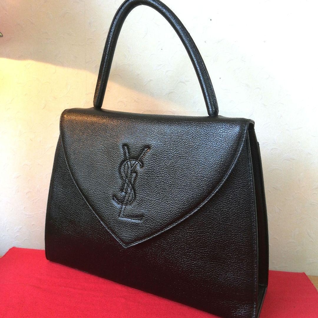 Borsa a mano SAINT LAURENT pelle granulata nera punto oro Cassandra dal Giappone