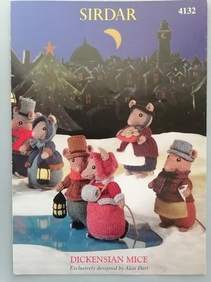 Dickensian Mice, Knitting Pattern, Alan Dart Design, 15cm, 8ply - Sirdar 4132