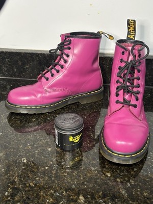 Dr. Martens 1460 Smooth Lace-Up Boots Fuschia Sz Women s 10 & Can of Wonder Balm