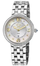 GV2 by Gevril Women's 12905B Verona MOP Dial Diamond Swiss Quartz Steel Watch