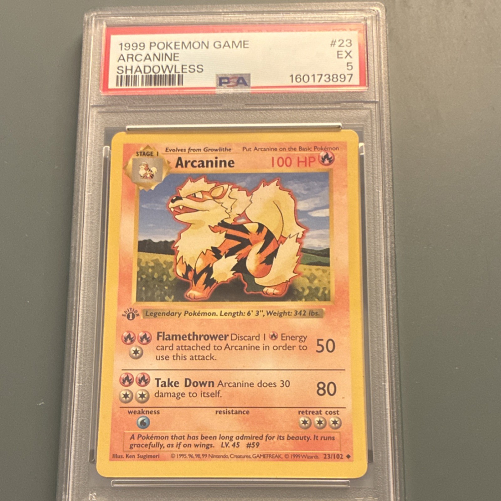 Arcanine 1st edition. Base Set 023/102 English PSA 5 1999 Pokemon Card