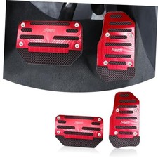 Car Brake Pedal, Non-Slip Accelerator Pedal Kit, Aluminum Alloy Pedal 2 PCS Red