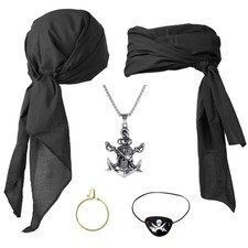 Cotton Pirate Costume Accessories Set for Men And Women Head Scarf Sash Belt ...