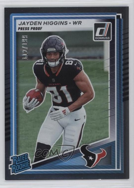 2025 Panini Donruss Rated Press Proof Silver /199 Jayden Higgins #334 Rookie RC