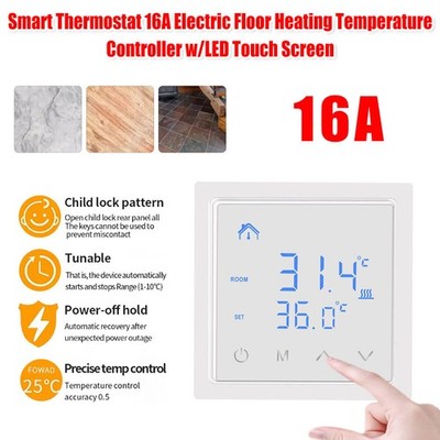 1PCS 16A Smart Floor Heating Thermostat Electric Underfloor Heating Thermostat