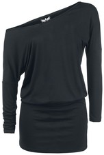 Black Premium by EMP Damen schwarzes kurzes Langarm-Kleid mit freier Schulter
