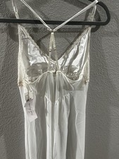 Linea Donatella White lace Nightgown babydoll Slip Dress- Bridal Lingerie Size M