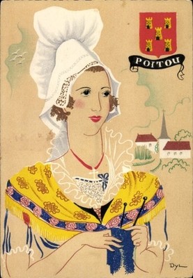 Artist Postcard Poitou Vienne, A Young Woman in Traditional Costume - 4639967