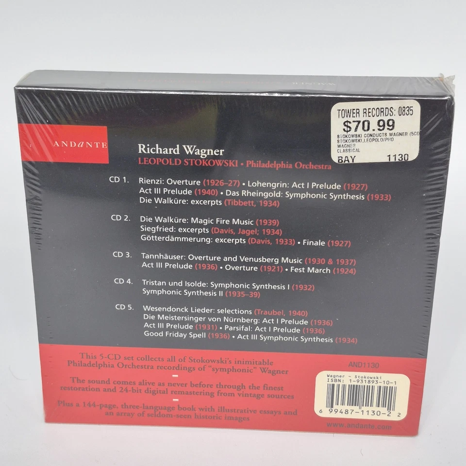 Wagner Leopold Stokowski Philadelphia Orchestra 5-CD Box Set Andante NEW - Image 2 of 4