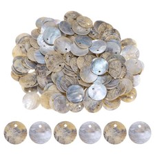 150-Pack 15 mm Flat Round Shell Coin Drop Charm Bead Natural Color 