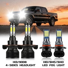 4 Bulbs For Ford F-150 04-14 Combo 4-Sided LED Headlight Hi/Lo + Fog Lights A+
