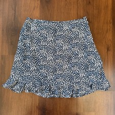 Abercrombie Fitch Floral Ruffle Mini Skirt Blue Sz S Feminine Garden Dainty