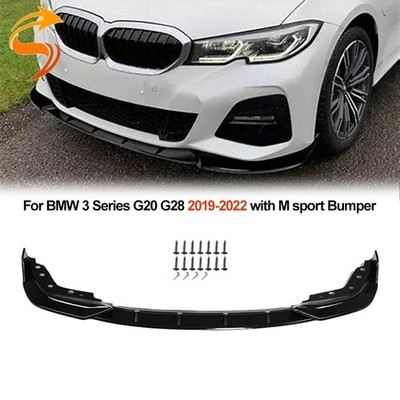 For BMW 3 Series G20 G28 M-Sport 2019-2022 Gloss Black Front Bumper Lip Splitter