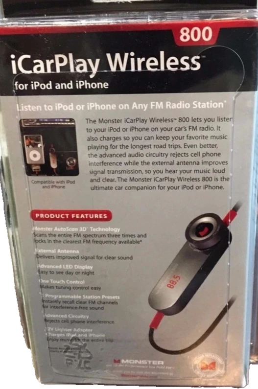 MONSTER iCarPlay Wireless 800 iPod iPhone Radio Transmitter /Charger #KIT - Image 2 of 2
