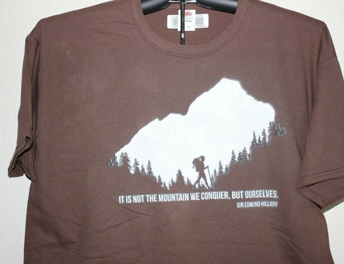 IT IS NOT THE MOUNTAIN WE CONQUER, BUT OURSELVES- Sir Hillary T-Shirt XL,Brown - Picture 4 of 6