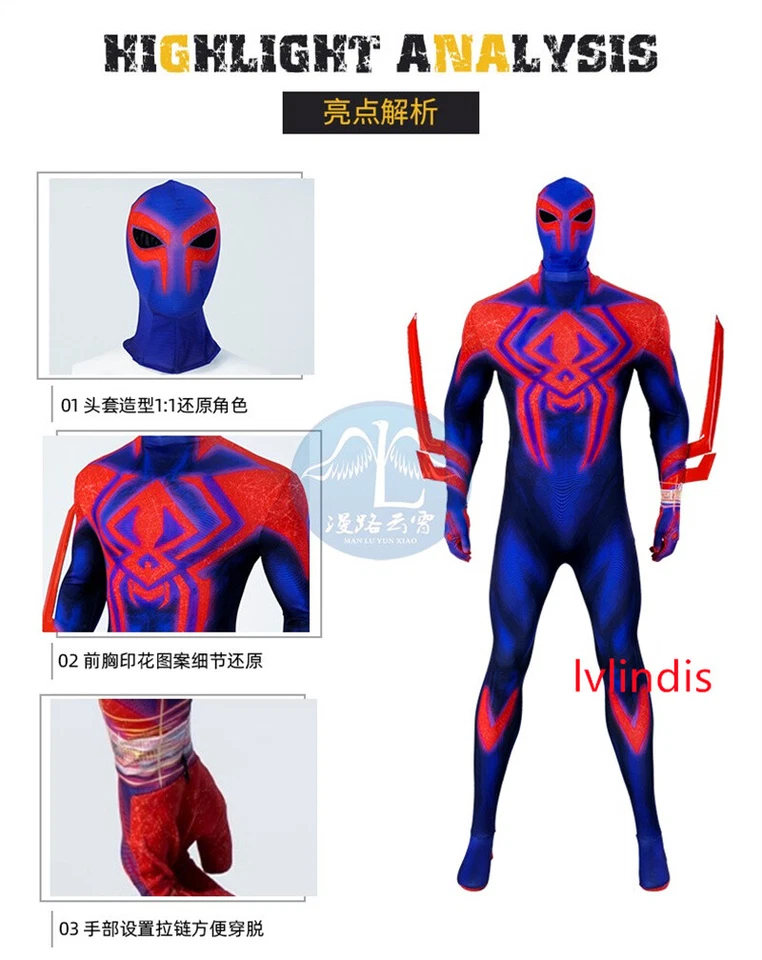 Across the Spider-Verse Spider-Man 2099 Body + Conjunto de Capa Disfraces de Juegos con disfraces Hombres Foto 4 de 4