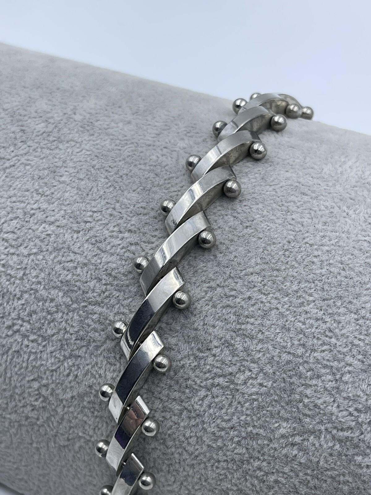 Vintage Solid Sterling Silver Bar  Link Heavy 7" … - image 3