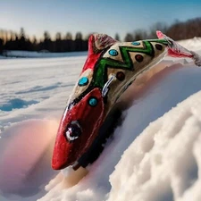 5.5" L.  James Mead Deer Antler Dying Shad Ice Fishing Decoy Hand Made & Tested.