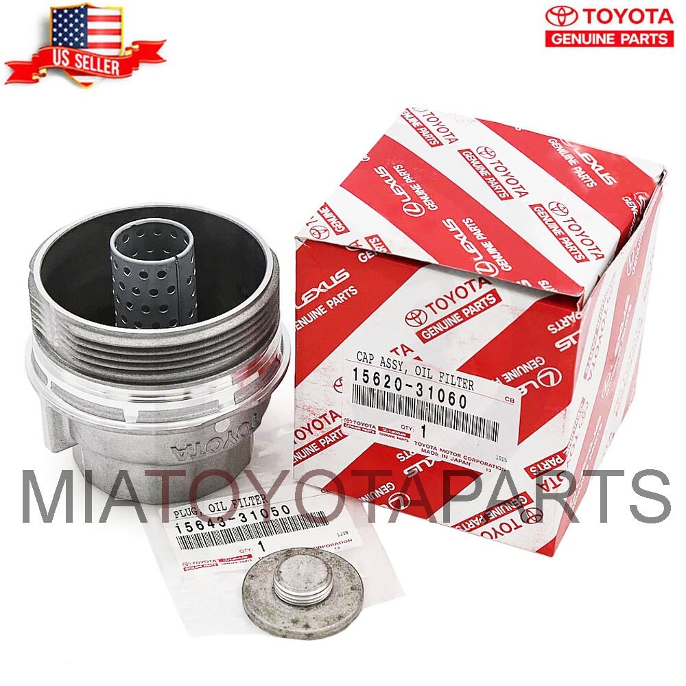 Genuine Toyota OEM Oil Filter Housing Cap Holder 15620-31060 Plug 15643-31050