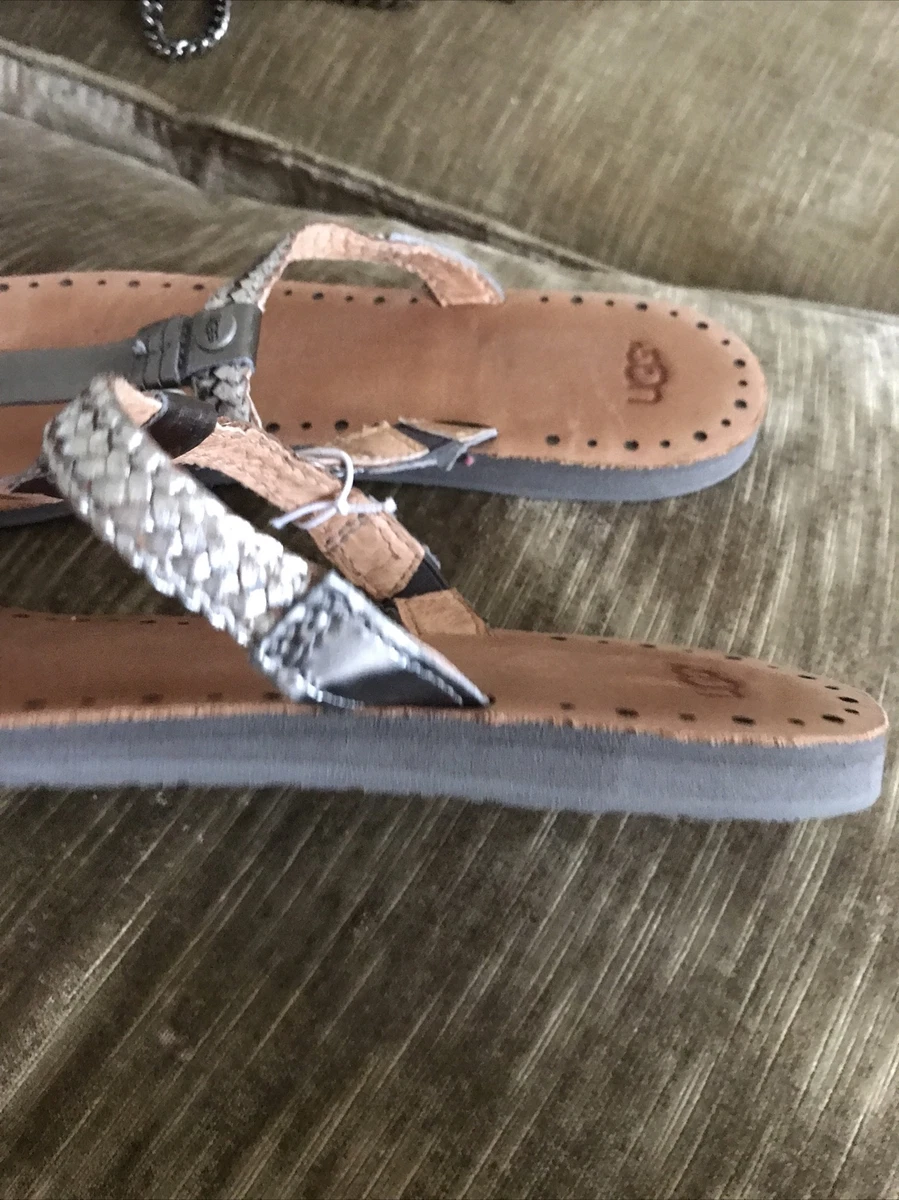 UGG Australia Bria Silver Braided Flip Flop Sandals Size 10 eBay