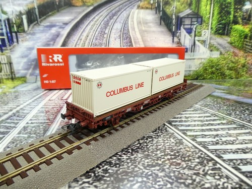 Rivarossi HR6413 - H0 - DB - 2-achs. Flachwagen - "Columbus Line" - OVP - #30470 | Zustand: Gebraucht