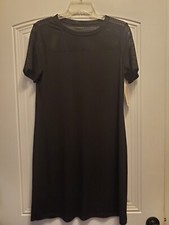 Michael Kors black stretch mesh shoulder swing dress sz M