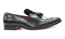 Mens After Midnight Black Glossy Shinny Tassel Slip on Loafer Shoes 6934