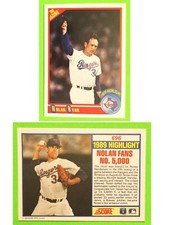 1990 SCORE #696 NOLAN RYAN (HOF), RANGERS. 1989 HIGHLIGHT: NOLAN FANS NO. 5000 M