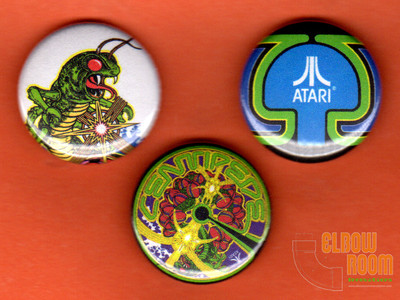 Set of three 1'' Centipede pinback buttons pins  Atari arcade pixels 