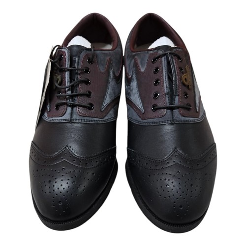 Mizuno Golf Faldo-AW Mens Spiked Golf Shoes Black/Burgundy Boots 9.5 US, 42.5 EU - Picture 3 of 11