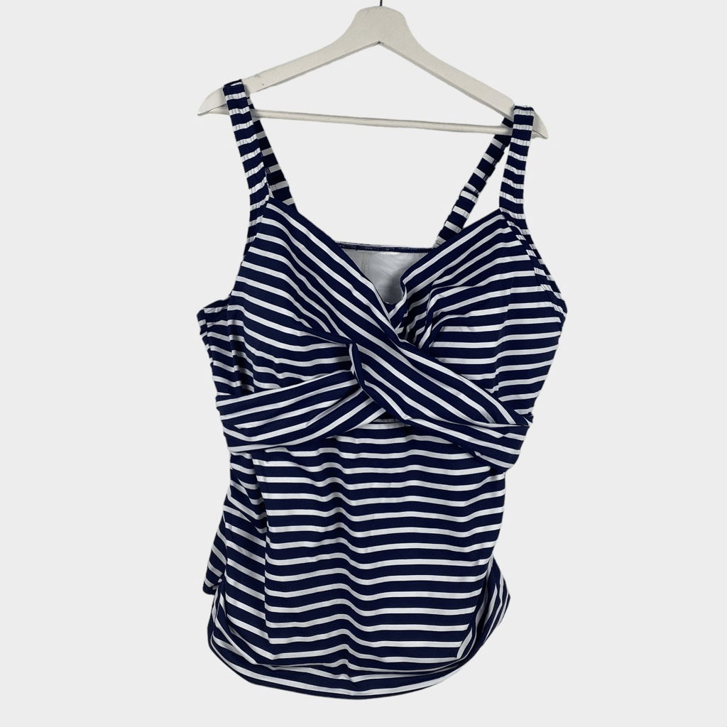 Lands' End Blue White Underwire Tankini Top Size 24W DDD NEW - Main Image