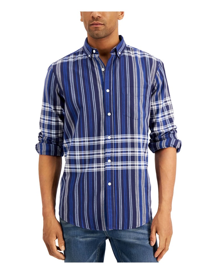 CLUBROOM Mens Navy Classic Fit Button Down Casual Shirt M eBay