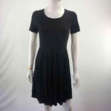 Short Sleeve Small Pleated Waist A Line Dress