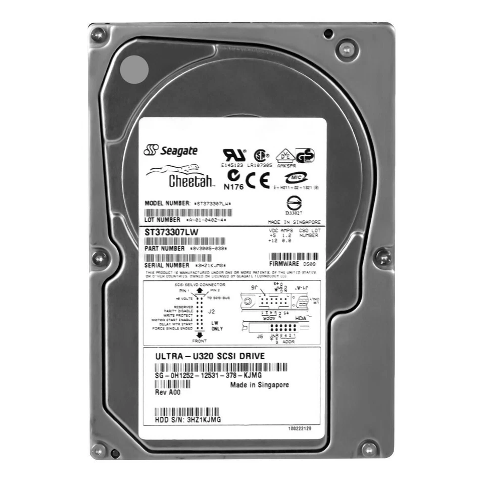 Hard Drive Dell 0H1252 H1252 ST373307LW 73GB 10000U/Min 8MB SCSI U320 3.5 " Inch - Image 3 of 3