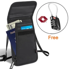 RFID Blocking Passport Holder Travel Wallet Bag Security with TSA Approved Lock