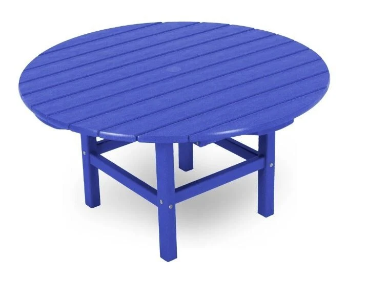 Mesa de centro POLYWOOD 38 pulgadas azul con acento redondo exterior en puerta patio duradera Foto 2 de 3