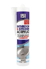 151 Bathroom & Kitchen Acrylic Sealant - 450g Tube for Waterproofing & Sealing