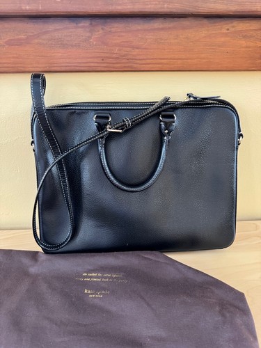 Kate Spade Black Leather Laptop Bag with Multiple Straps - Picture 2 of 4