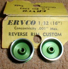 1 Pair Alum Wheels 1/32 by ERVCO 3/16" X 1/4" NOS 5:40 for all 1/8" Axles Green