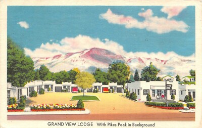 Grand View Lodge Pikes Peak Mountain View Colorado Springs,CO Vtg 1953 Postcard 