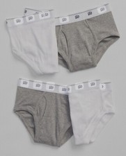 Gap Kids Classic Brief Boy's Underwear White and Grey Size XS 4-5 FreeShipping