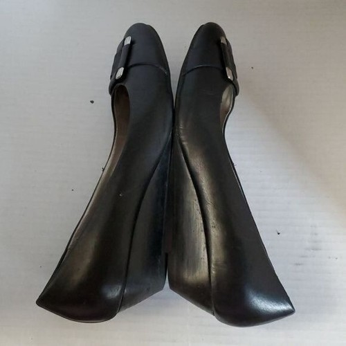 Dana Buchman Wedge Wedges Heels Shoes Alexandria Black Leather Women's Woman's 8 - Picture 12 of 16