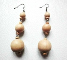 Boucle d'oreille vintage BOIS léger Wooden earrings NEUF Atelier Pierre Bex