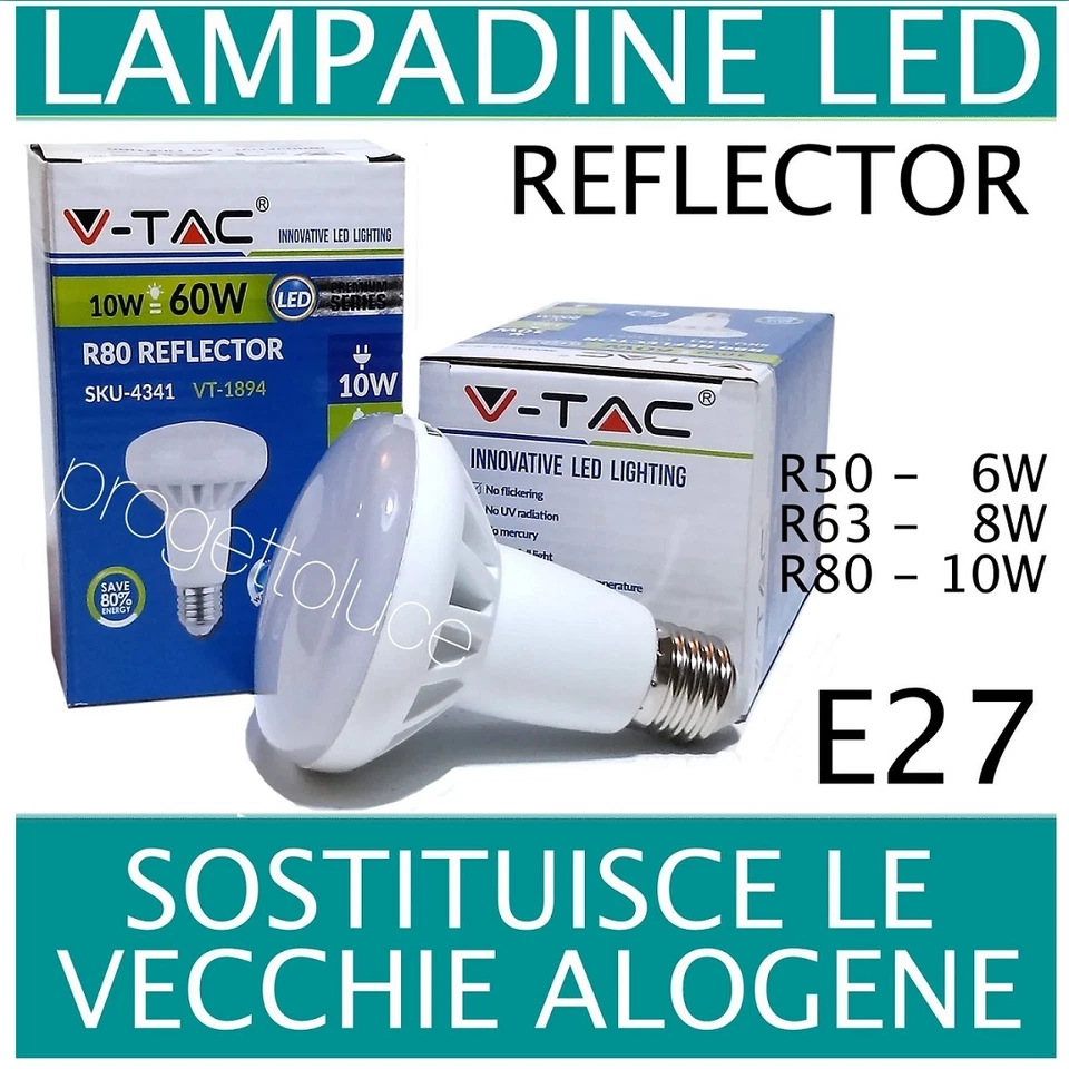 V-TAC LAMPADA LED E14 E27 REFLECTOR LAMPADINE DA 6W FINO A 10W