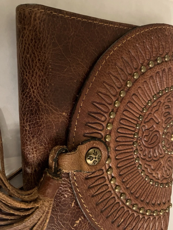 Carteira dobrável PATRICIA NASH Colli couro desgastado VINTAGE RARA - Imagem 2 de 4