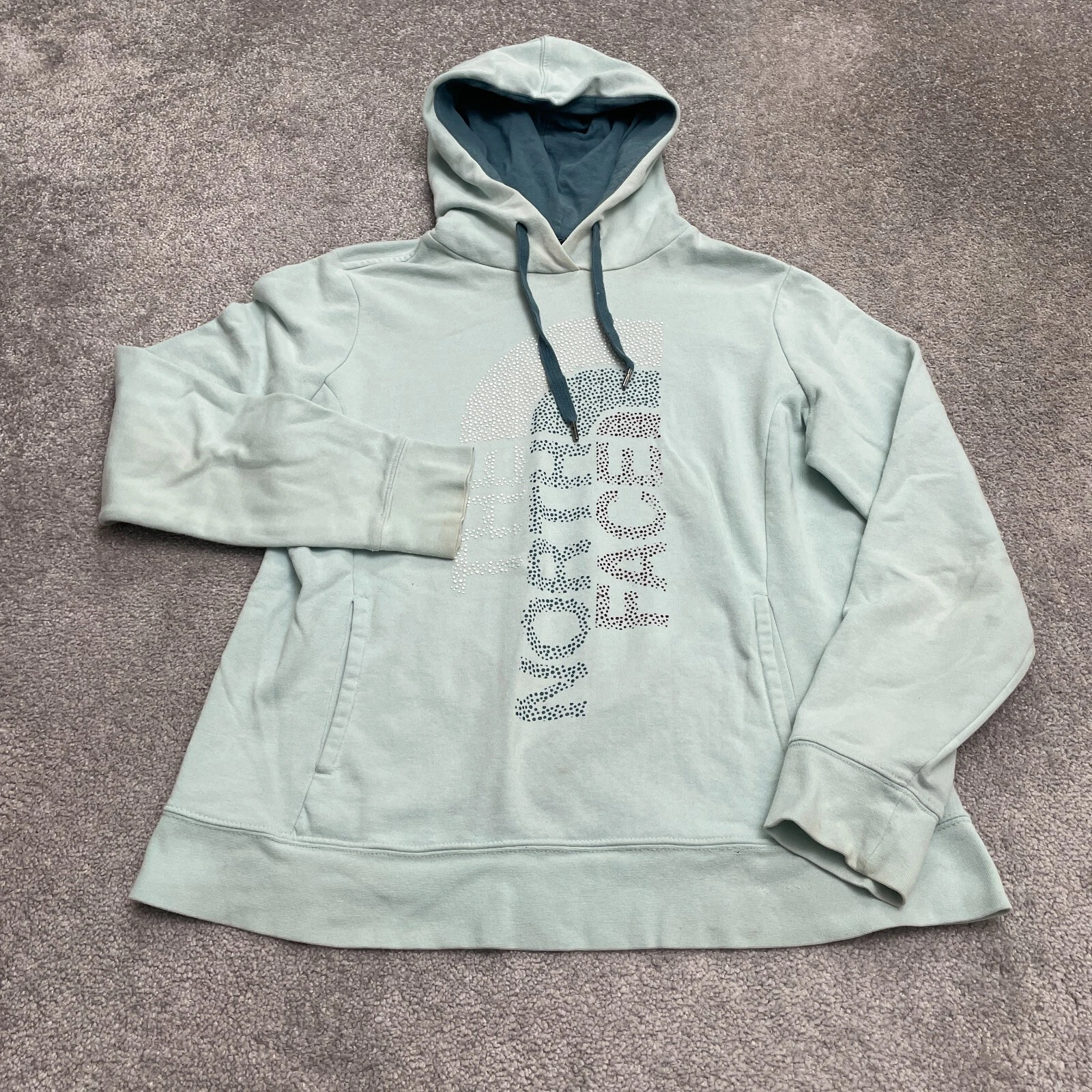 The North Face Pullover Hoodie Sweatshirt Womens Large Green Graphic Outdoor